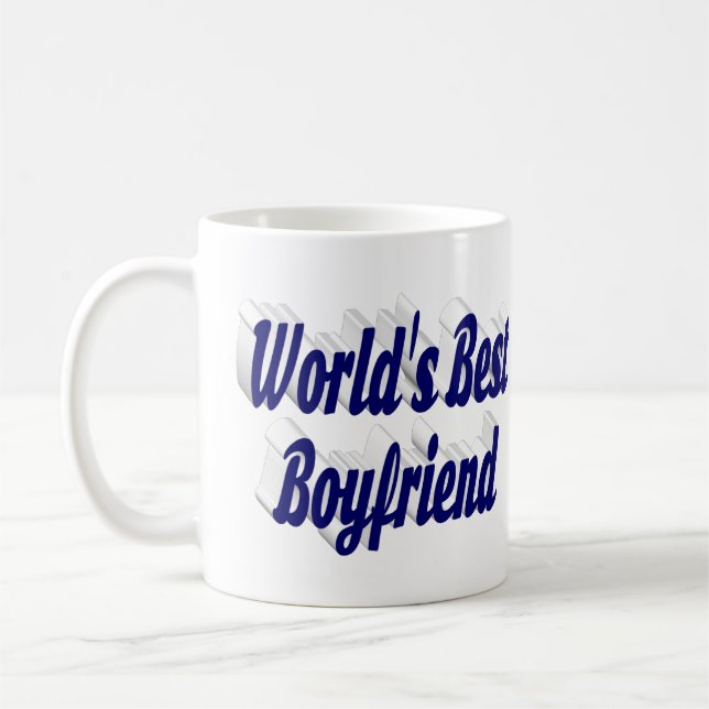 Boyfriend with dark blue half script coffee mug (Left)