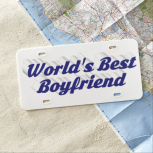 Boyfriend with dark blue script license plate