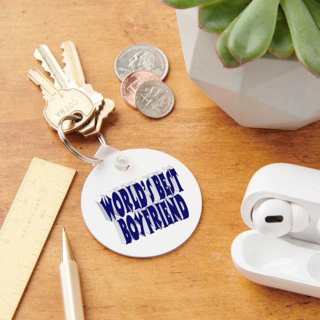 Boyfriend with dark blue typography  keychain (Desk)