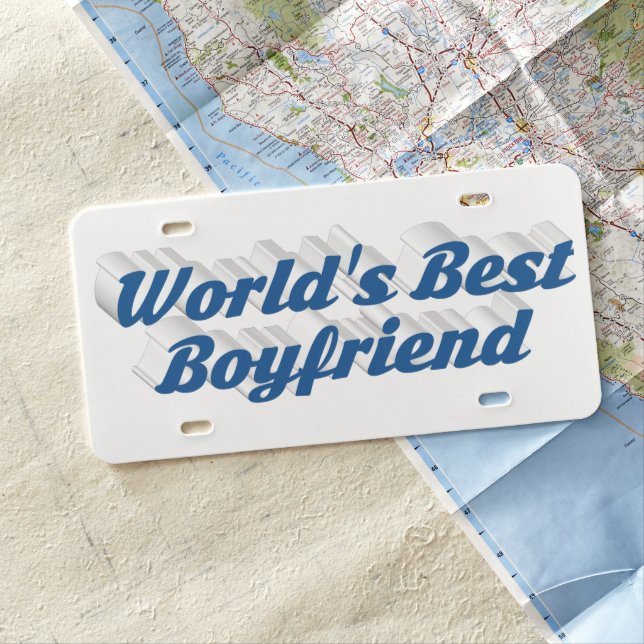 Boyfriend with sea blue script license plate (In Situ)