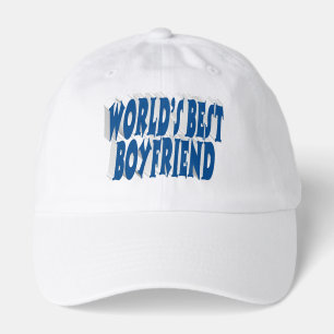 Boyfriend with sea blue typography hat