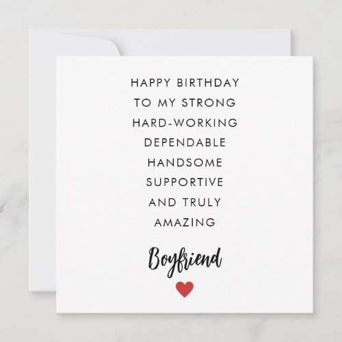 Boyfriends Poem Birthday Card