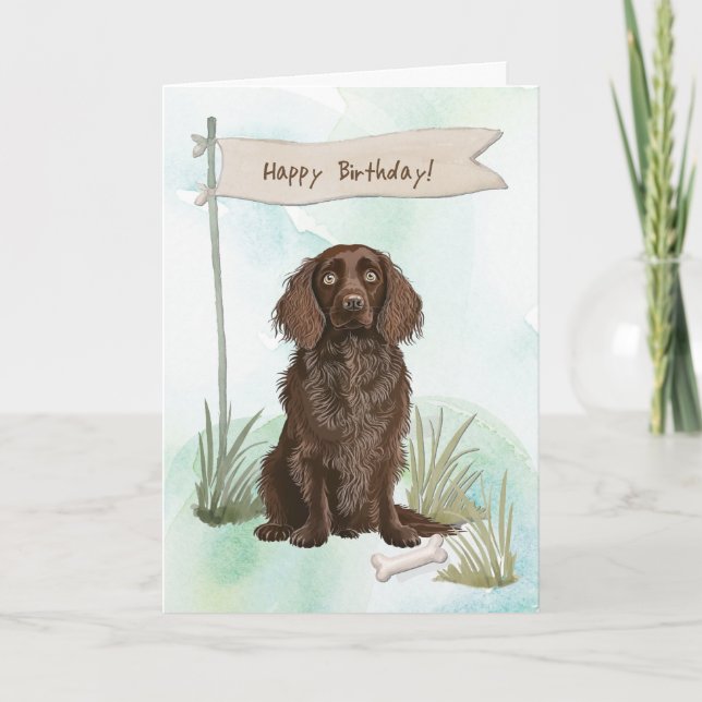 Boykin Spaniel Breed Dog Under Birthday Sign Card (Front)