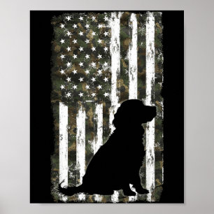 Boykin Spaniel Camouflage American Flag USA Dog Poster