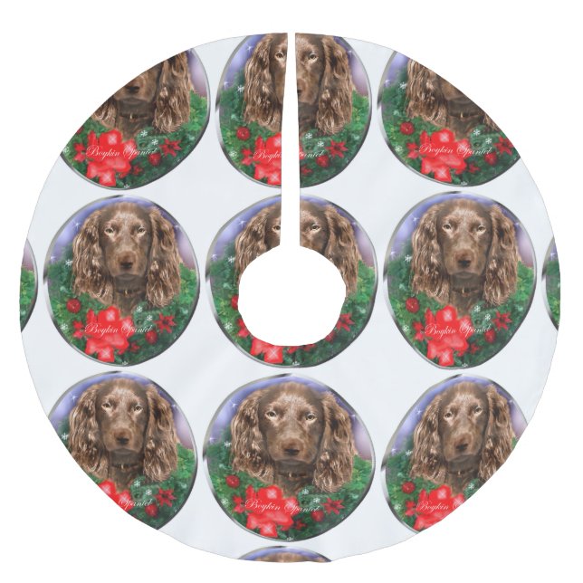 Boykin Spaniel Christmas Brushed Polyester Tree Skirt (Front)