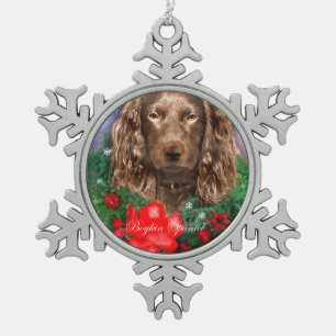 Boykin Spaniel Christmas Snowflake Pewter Christmas Ornament