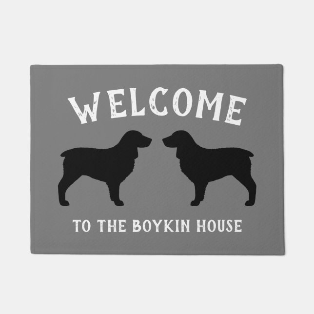Boykin Spaniel Dog Breed Silhouettes Custom Doormat (Front)