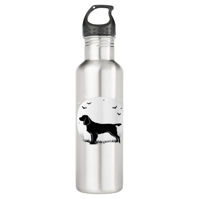 Boykin Spaniel Dog – Halloween Moon Silhouette Cla Stainless Steel Water Bottle (Front)