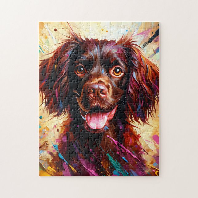 Boykin Spaniel Dog Portrait Acrylic Art Print Dog Jigsaw Puzzle (Vertical)