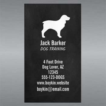 Boykin Spaniel Dog Silhouette Chalkboard Style Magnetic Business Card by jennsdoodleworld at Zazzle