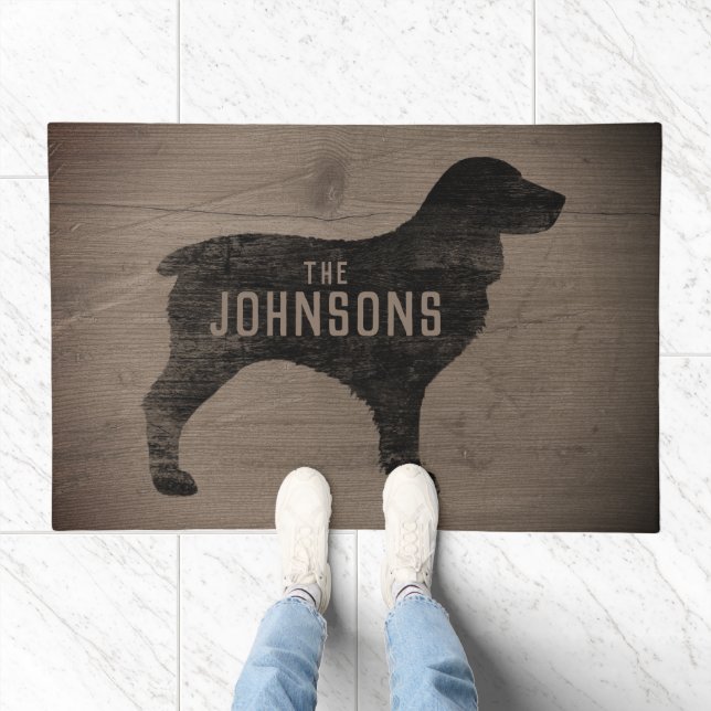 Boykin Spaniel Dog Silhouette Rustic Style Custom Doormat (Indoor)