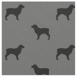 Boykin Spaniel Dog Silhouettes Grey and Black Fabric