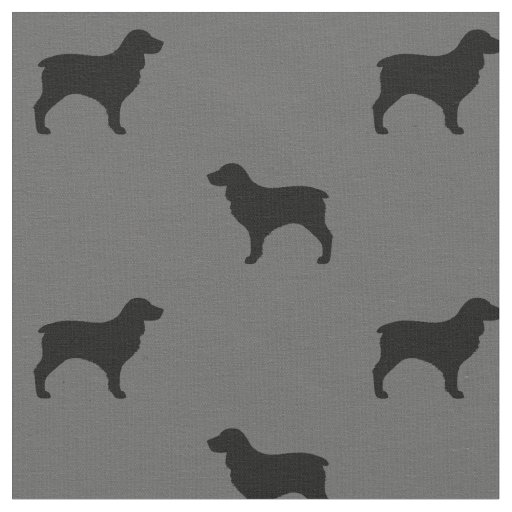 Boykin Spaniel Dog Silhouettes Grey and Black Fabric
