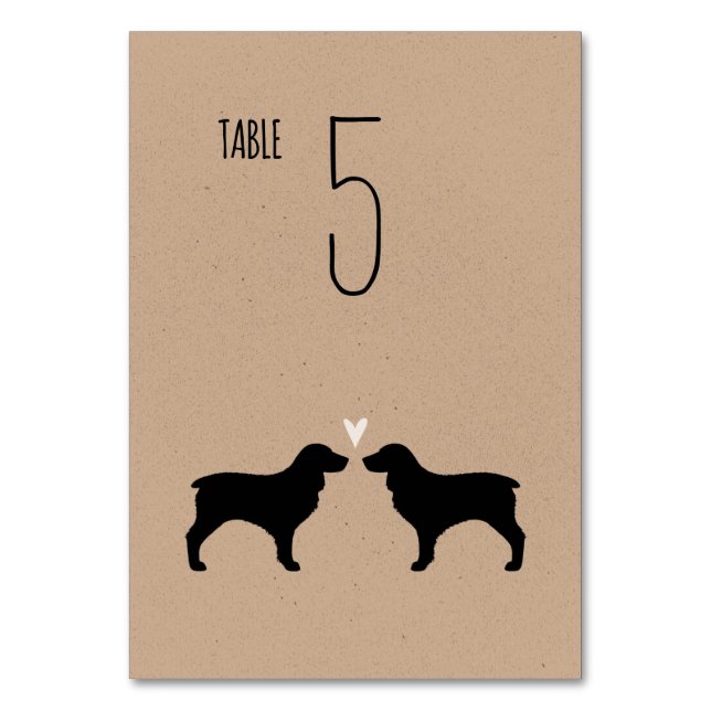 Boykin Spaniel Dog Silhouettes Wedding Reception Table Number (Front)
