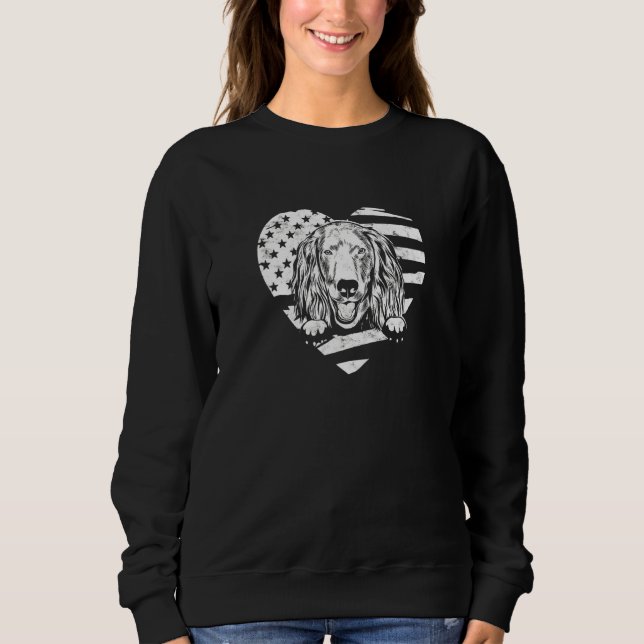 Boykin Spaniel Dog Silhoutte With American Flag Ba Sweatshirt (Front)