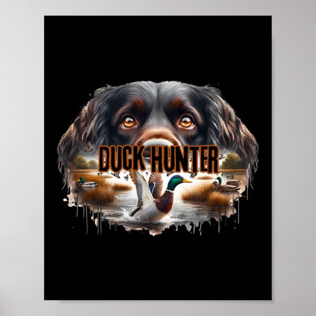 Boykin Spaniel Dog With Mallard Ducks Hunting Duck Poster (Front)