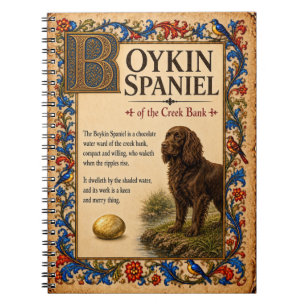 Boykin Spaniel, Medieval Bestiary Art Notebook