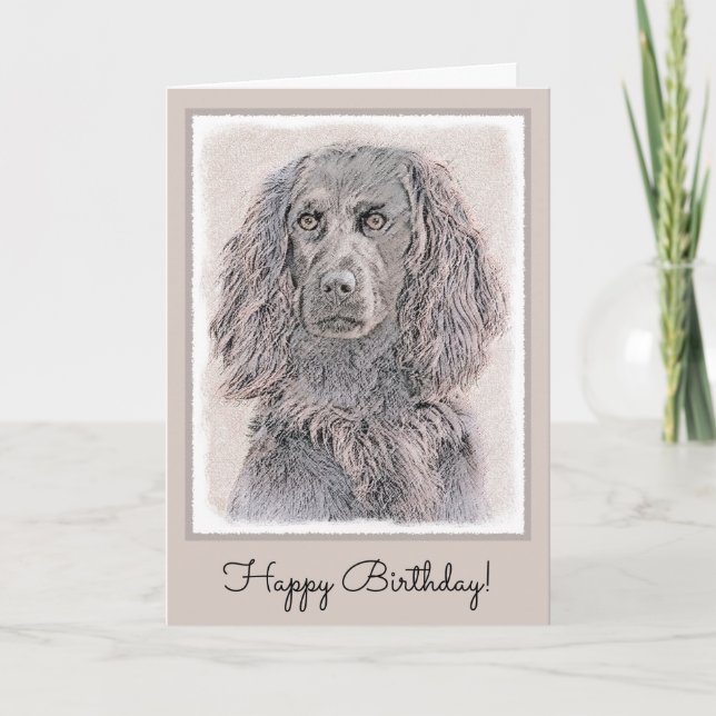 Boykin Spaniel Painting - Cute Original Dog Art Card (Front)