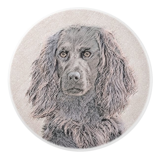 Boykin Spaniel Painting - Cute Original Dog Art Ceramic Knob (Front)