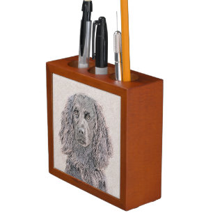 Boykin Spaniel Painting - Cute Original Dog Art Desk Organizer