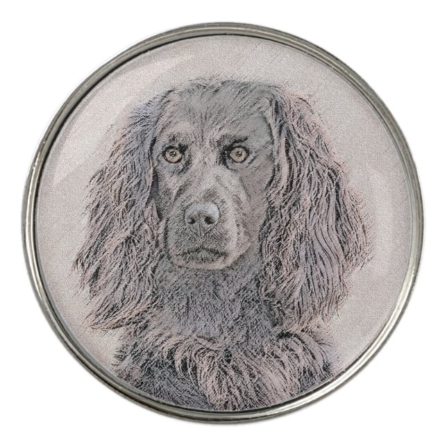 Boykin Spaniel Painting - Cute Original Dog Art Golf Ball Marker (Front)