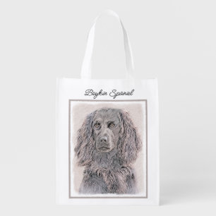 Boykin Spaniel Painting - Cute Original Dog Art Grocery Bag