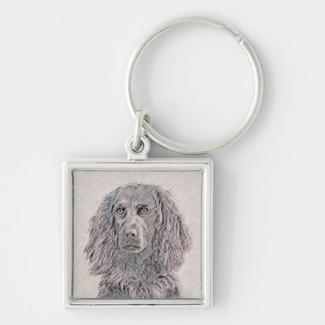 Boykin Spaniel Painting - Cute Original Dog Art Keychain (Front)