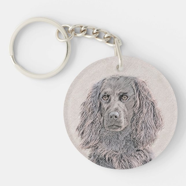 Boykin Spaniel Painting - Cute Original Dog Art Keychain (Front)