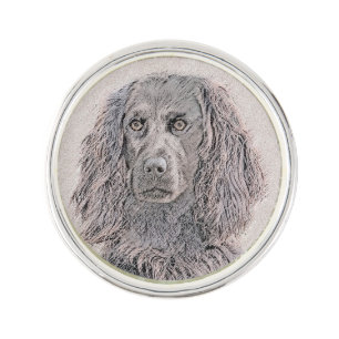 Boykin Spaniel Painting - Cute Original Dog Art Lapel Pin