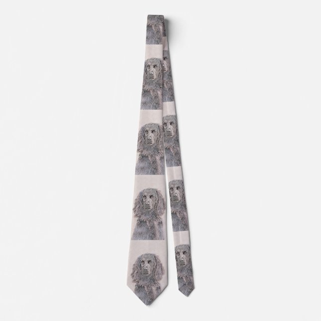 Boykin Spaniel Painting - Cute Original Dog Art Neck Tie (Front)