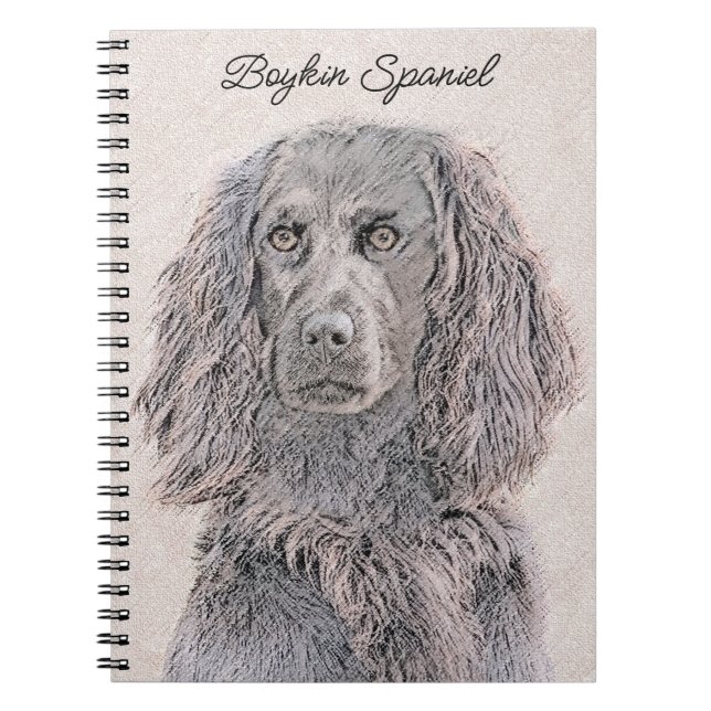 Boykin Spaniel Painting - Cute Original Dog Art Notebook (Front)