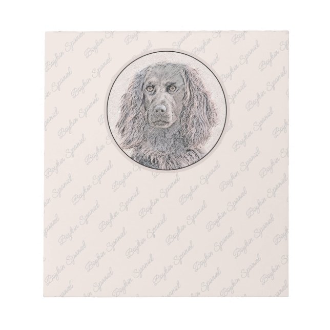 Boykin Spaniel Painting - Cute Original Dog Art Notepad (Front)