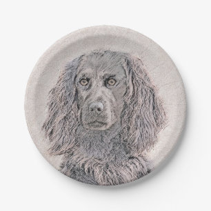 Boykin Spaniel Painting - Cute Original Dog Art Paper Plates