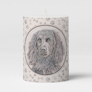 Boykin Spaniel Painting - Cute Original Dog Art Pillar Candle