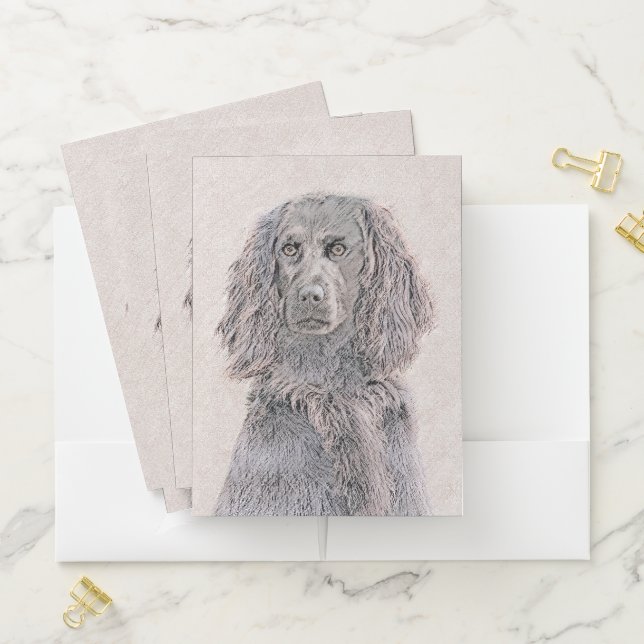 Boykin Spaniel Painting - Cute Original Dog Art Pocket Folder (In Situ)