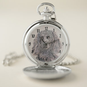 Boykin Spaniel Painting - Cute Original Dog Art Pocket Watch