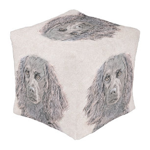 Boykin Spaniel Painting - Cute Original Dog Art Pouf
