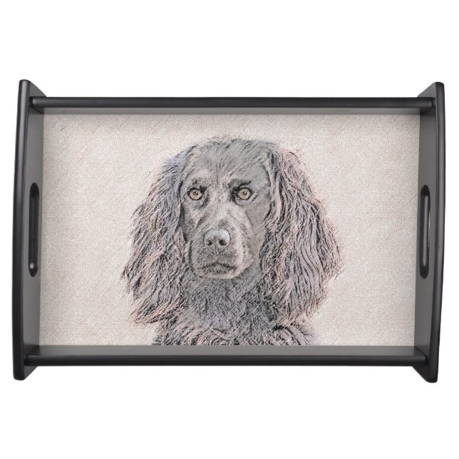 Boykin Spaniel Painting - Cute Original Dog Art Serving Tray (Front)