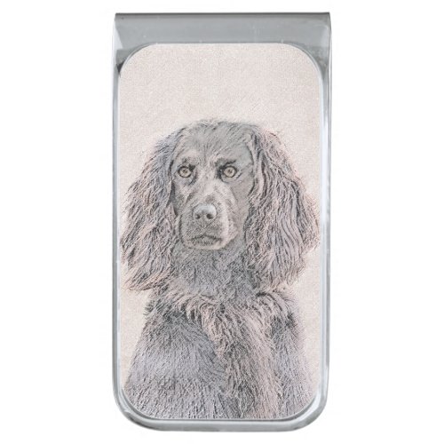 Boykin Spaniel Painting _ Cute Original Dog Art Silver Finish Money Clip