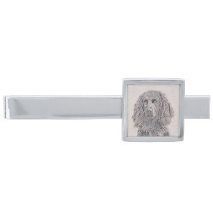 Boykin Spaniel Painting - Cute Original Dog Art Silver Finish Tie Bar