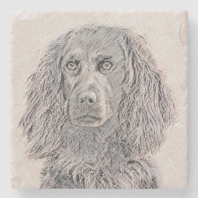 Boykin Spaniel Painting - Cute Original Dog Art Stone Coaster (Front)