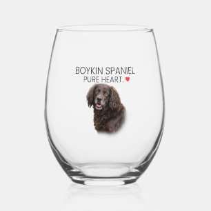 Boykin Spaniel Pure Heart Stemless Wine Glass
