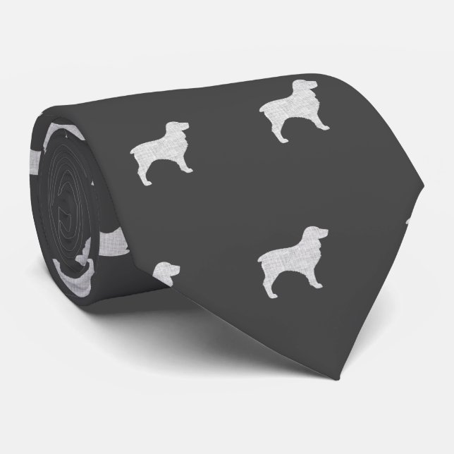 Boykin Spaniel Silhouettes Pattern Grey Neck Tie (Rolled)