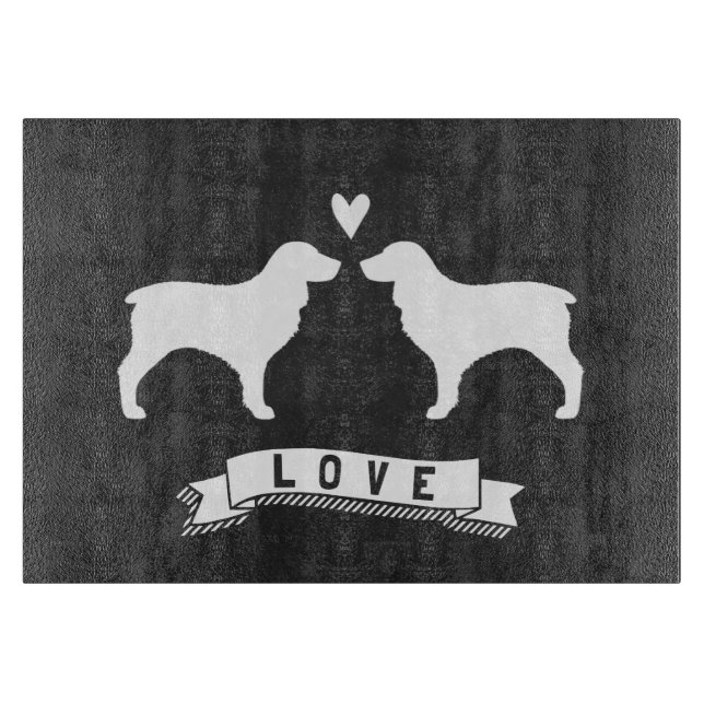 Boykin Spaniels Love - Dog Silhouettes w/ Heart Cutting Board (Front)
