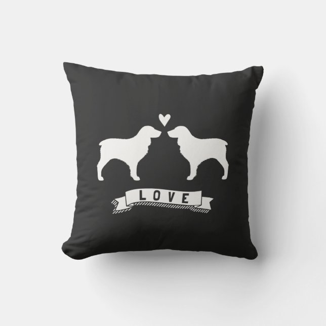 Boykin Spaniels Love - Dog Silhouettes w/ Heart Throw Pillow (Front)