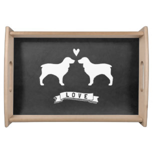 Boykin Spaniels Love - Dog Silhouettes with Heart Serving Tray