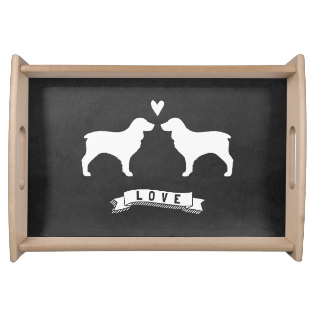 Boykin Spaniels Love - Dog Silhouettes with Heart Serving Tray (Front)