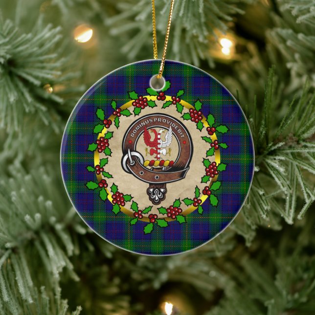 Boyle Clan Badge & Tartan Personalized  Xmas Ceramic Ornament (Tree)