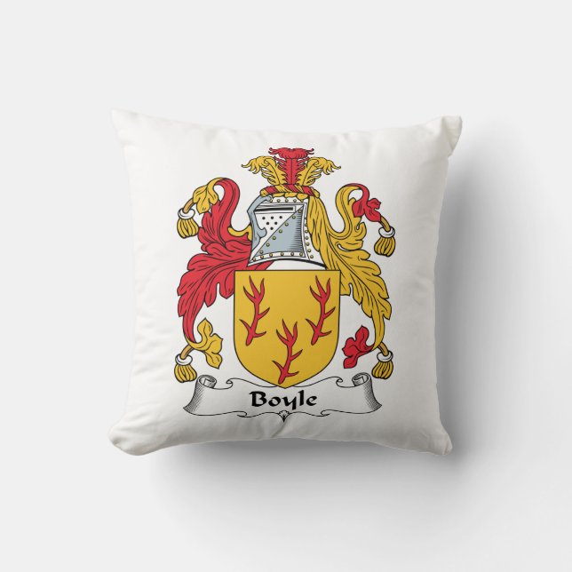 Boyle Family Crest Throw Pillow (Front)