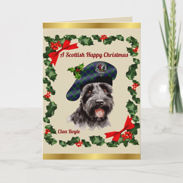 Boyle Scottie Dog Personalized Xmas Card (Front)
